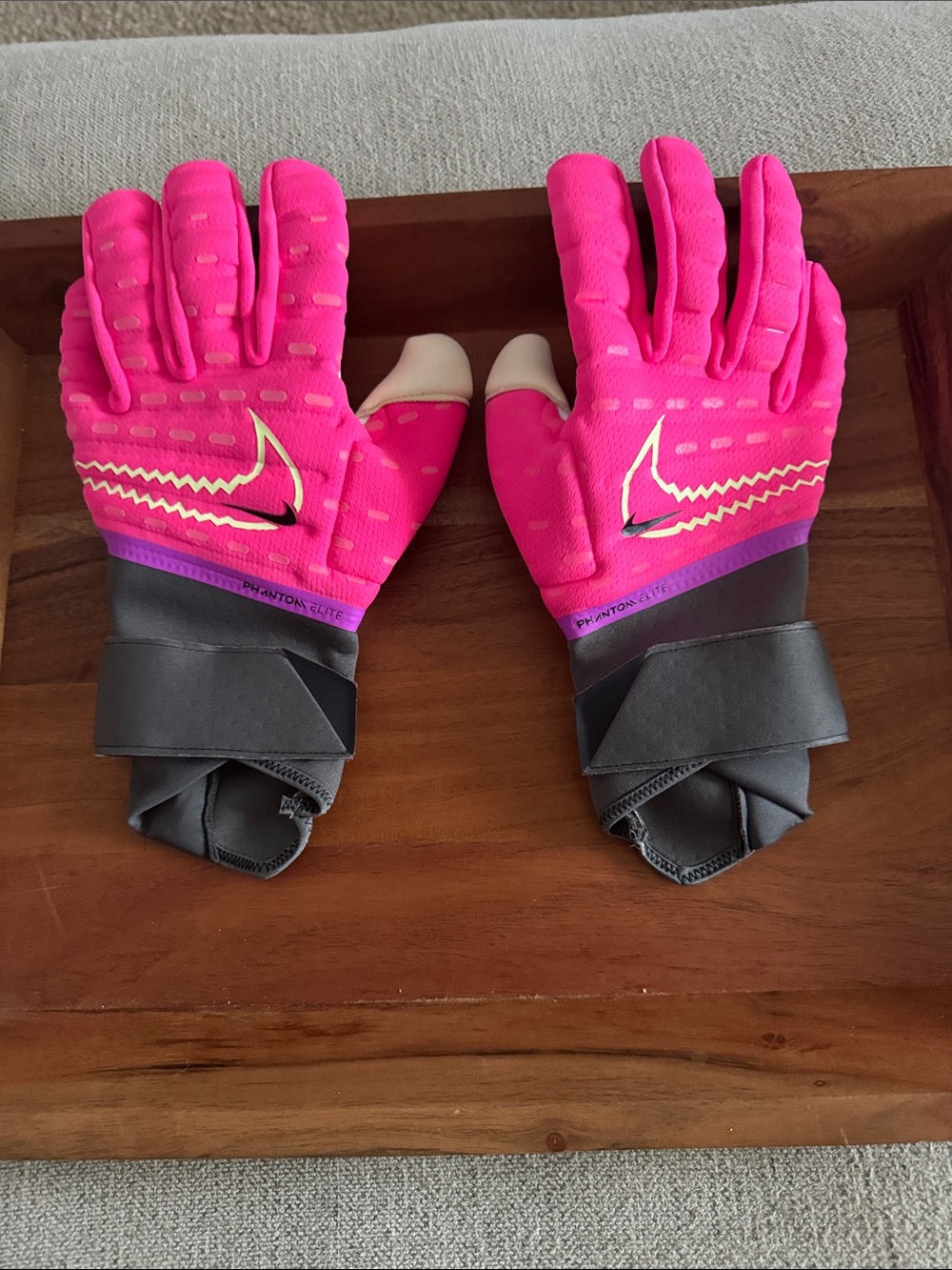 Nike Hot Pink Phantom Elite Gloves with Black Cuffs